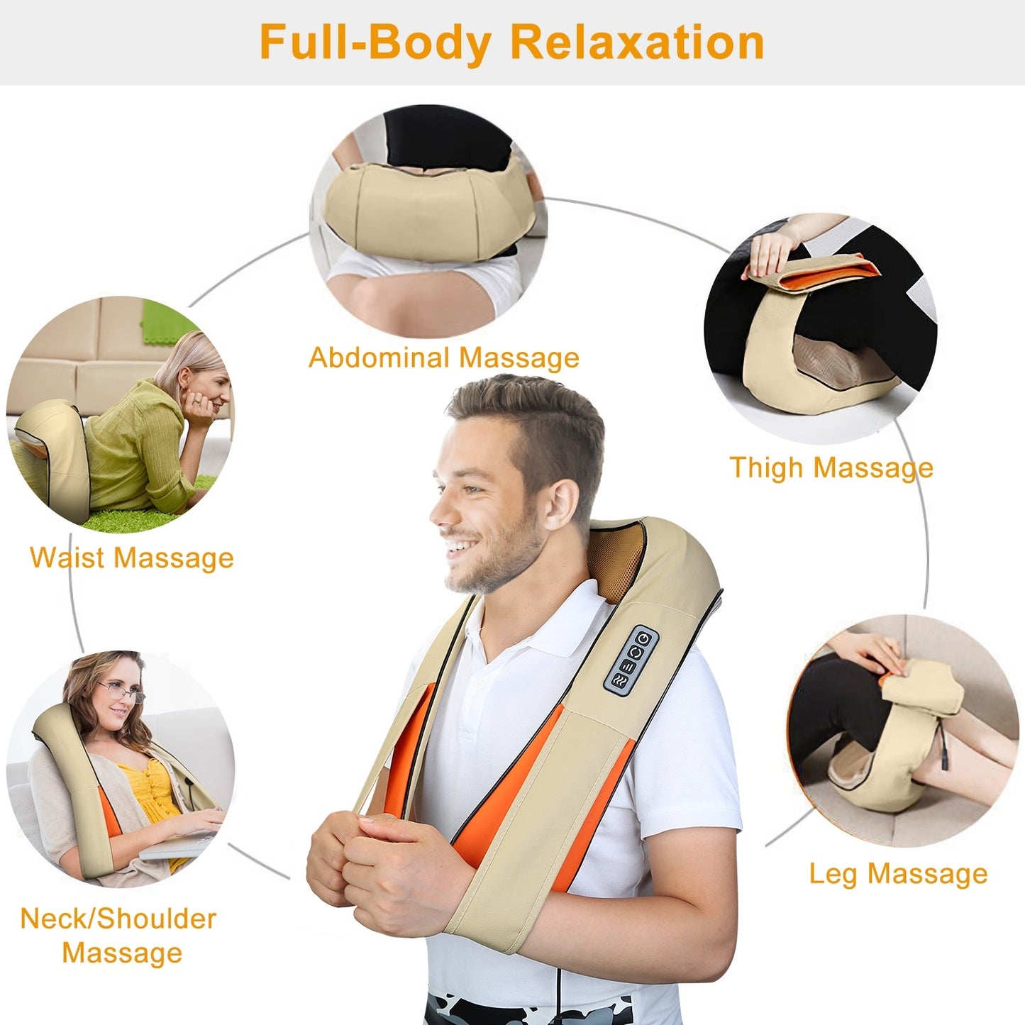 3D Shiatsu Neck & Shoulder Massager with Heat – Deep Tissue Pain Relief for Neck, Back & Shoulders