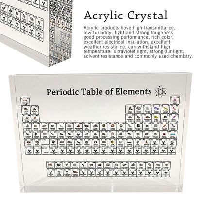 Acrylic Chemical Element Periodic Table – Crystal Display Card for Science Learning & Decoration