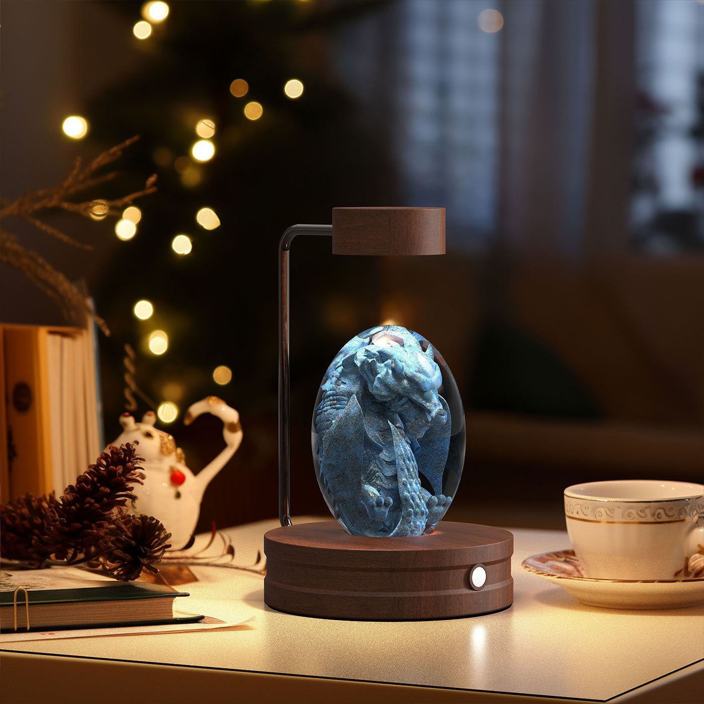 Crystal Ball Cosmic Dinosaur Night Light – USB Powered Bedside Lamp for Kids & Adults
