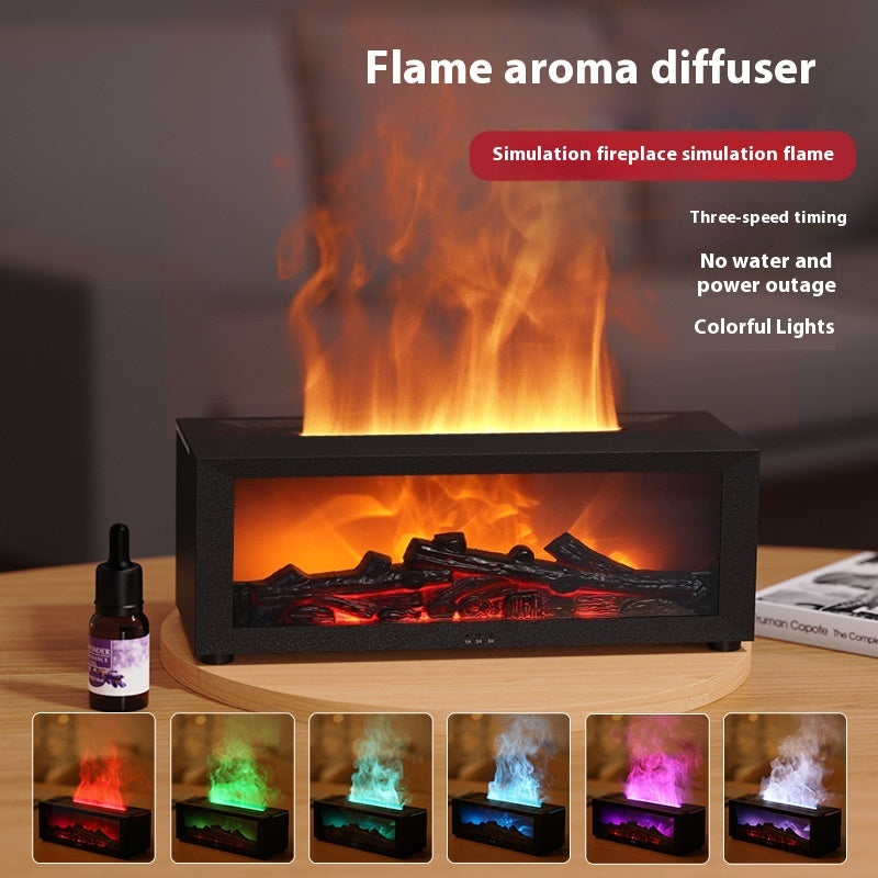 New Flame Aromatherapy Machine – Colorful Essential Oil Diffuser & 3D Flame Humidifier