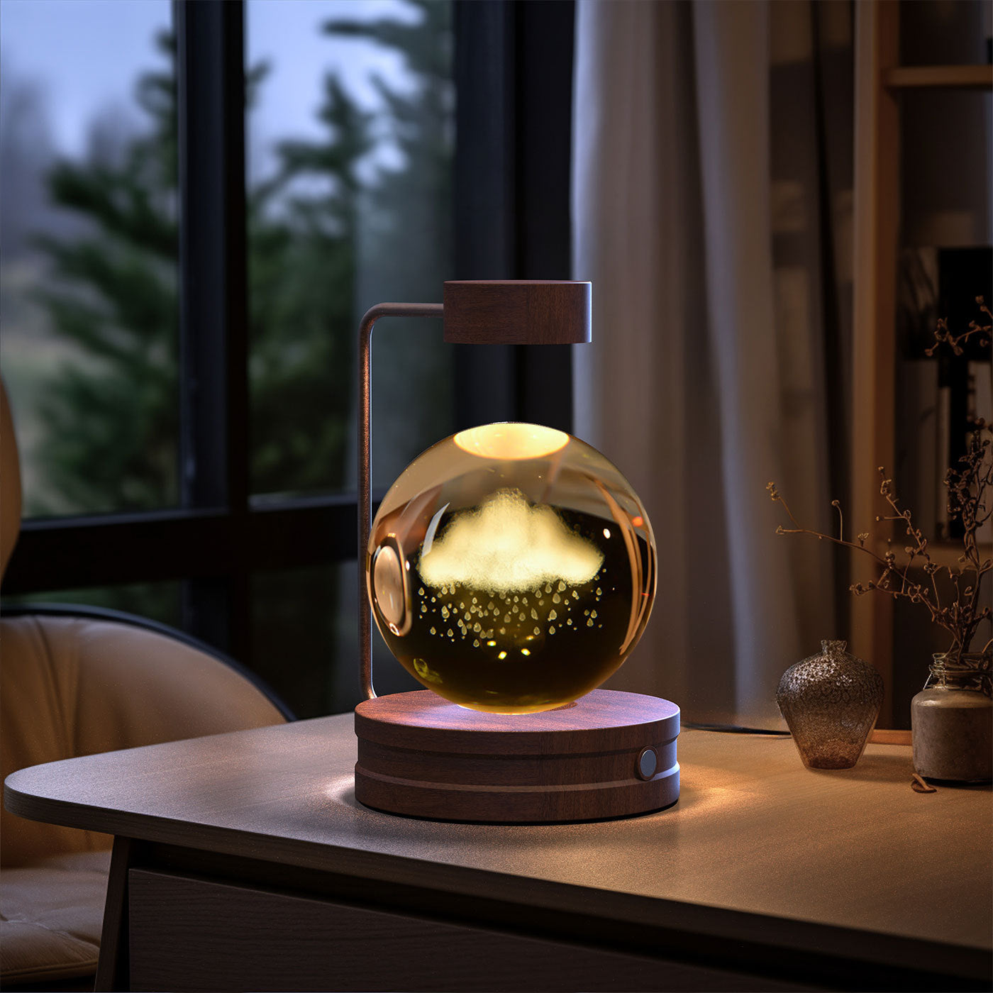 Crystal Ball Cosmic Dinosaur Night Light – USB Powered Bedside Lamp for Kids & Adults