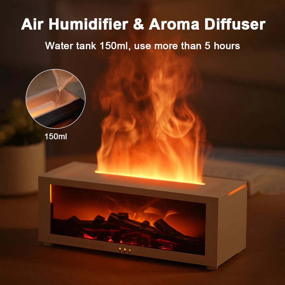 New Flame Aromatherapy Machine – Colorful Essential Oil Diffuser & 3D Flame Humidifier