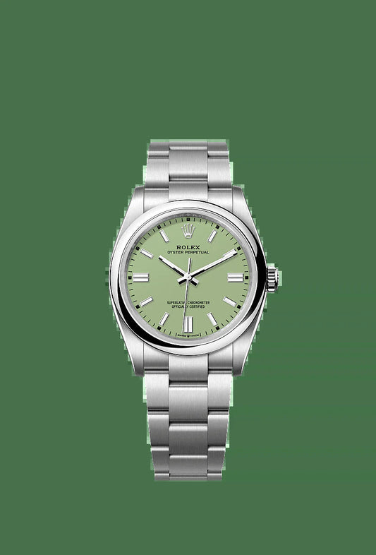 Unworn 2025,  Oyster Perpetual, Oystersteel 36Mm, Pistachio-Green Dial, Domed Oyster, Ref# 126000-0011, Box and Papers