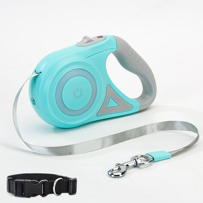 Retractable Dog Leash with Collar & LED Spotlight – Automatic Pet Rope for Small & Medium Dogs