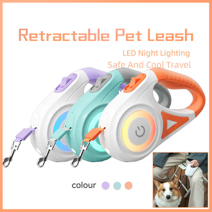 Retractable Dog Leash with Collar & LED Spotlight – Automatic Pet Rope for Small & Medium Dogs