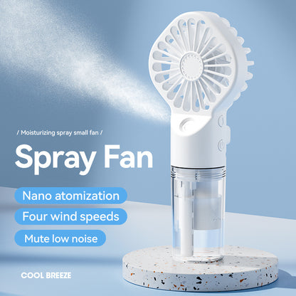 Portable Handheld Spray Fan – 4-Speed USB Rechargeable Mini Mist Cooling Fan
