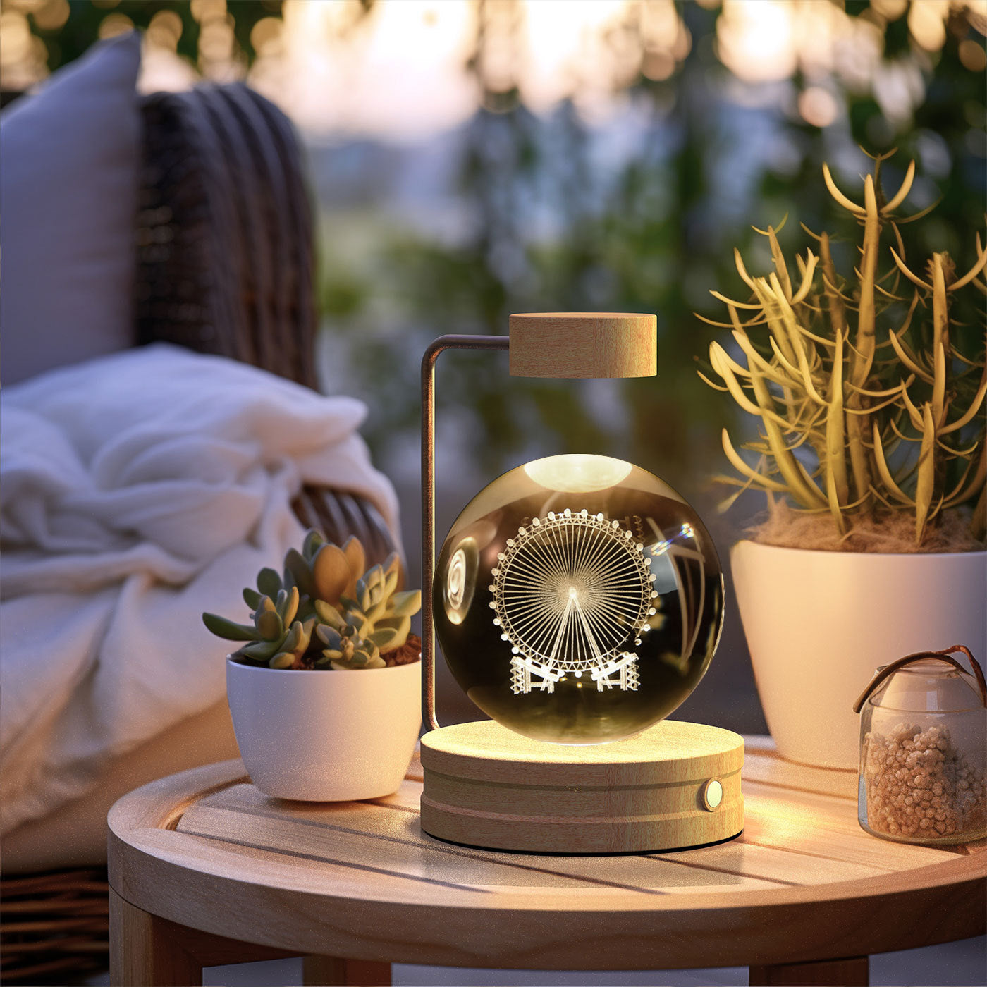 Crystal Ball Cosmic Dinosaur Night Light – USB Powered Bedside Lamp for Kids & Adults