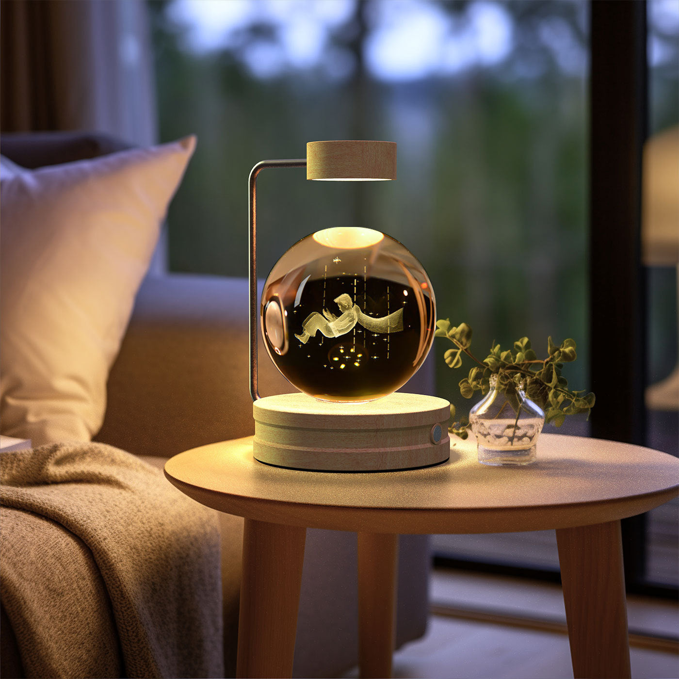 Crystal Ball Cosmic Dinosaur Night Light – USB Powered Bedside Lamp for Kids & Adults