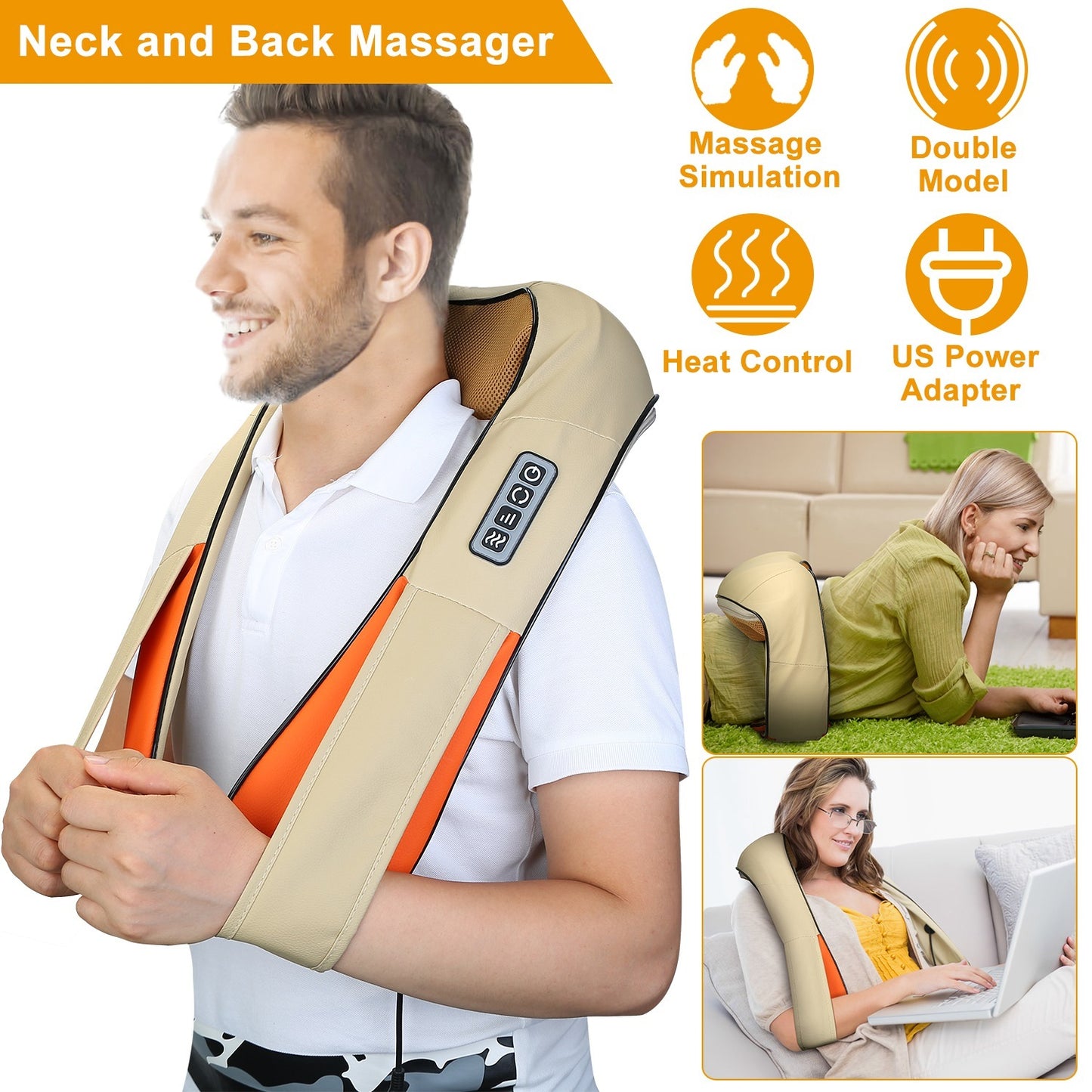 3D Shiatsu Neck & Shoulder Massager with Heat – Deep Tissue Pain Relief for Neck, Back & Shoulders