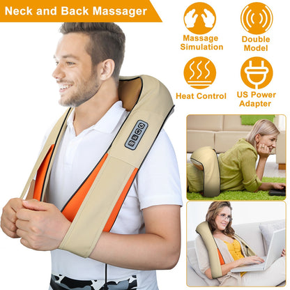 3D Shiatsu Neck & Shoulder Massager with Heat – Deep Tissue Pain Relief for Neck, Back & Shoulders
