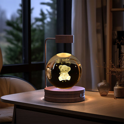Crystal Ball Cosmic Dinosaur Night Light – USB Powered Bedside Lamp for Kids & Adults