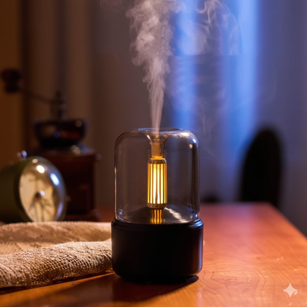 Atmosphere Light USB Humidifier – Candlelight Aroma Diffuser & Cool Mist Maker