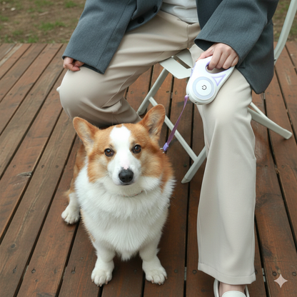 Retractable Dog Leash with Collar & LED Spotlight – Automatic Pet Rope for Small & Medium Dogs