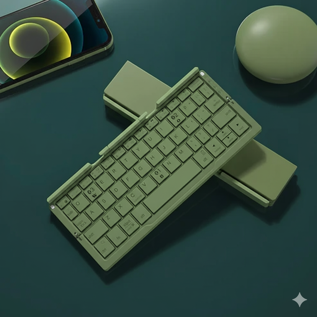 Mini Folding Bluetooth Keyboard – Wireless Rechargeable Foldable Keyboard for Phone & Tablet