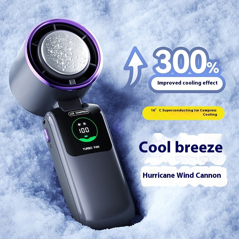 High-Speed Handheld Electric Fan – Portable Folding Neck Mini Fan with Ice Pack
