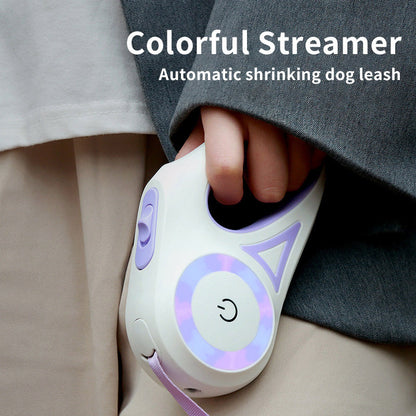 Retractable Dog Leash with Collar & LED Spotlight – Automatic Pet Rope for Small & Medium Dogs