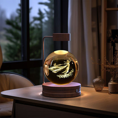 Crystal Ball Cosmic Dinosaur Night Light – USB Powered Bedside Lamp for Kids & Adults