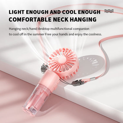 Portable Handheld Spray Fan – 4-Speed USB Rechargeable Mini Mist Cooling Fan