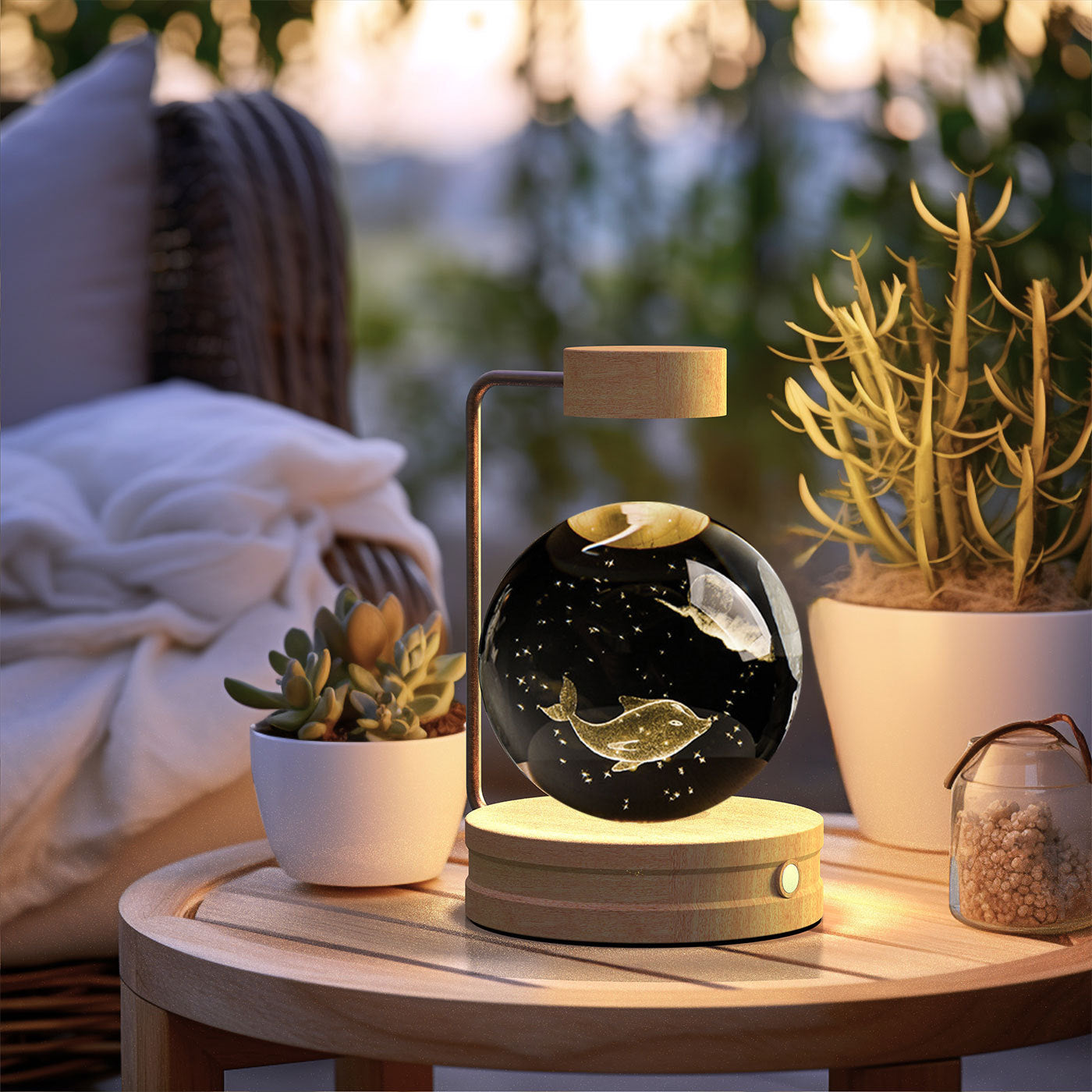 Crystal Ball Cosmic Dinosaur Night Light – USB Powered Bedside Lamp for Kids & Adults