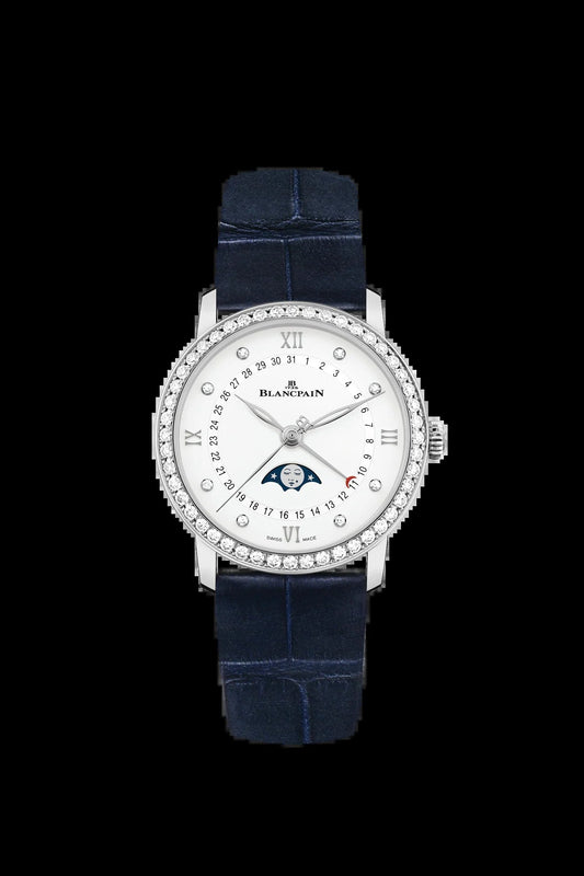 Unworn  Villeret Quantième Phases De Lune, Stainless Steel and Diamonds, 33.2Mm, Ref# 6126-4628-55B, Box and Papers