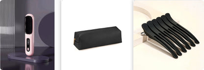 2 In 1 Wireless Hair Straightener Brush – Portable Fast Heating Hot Curler USB Charging