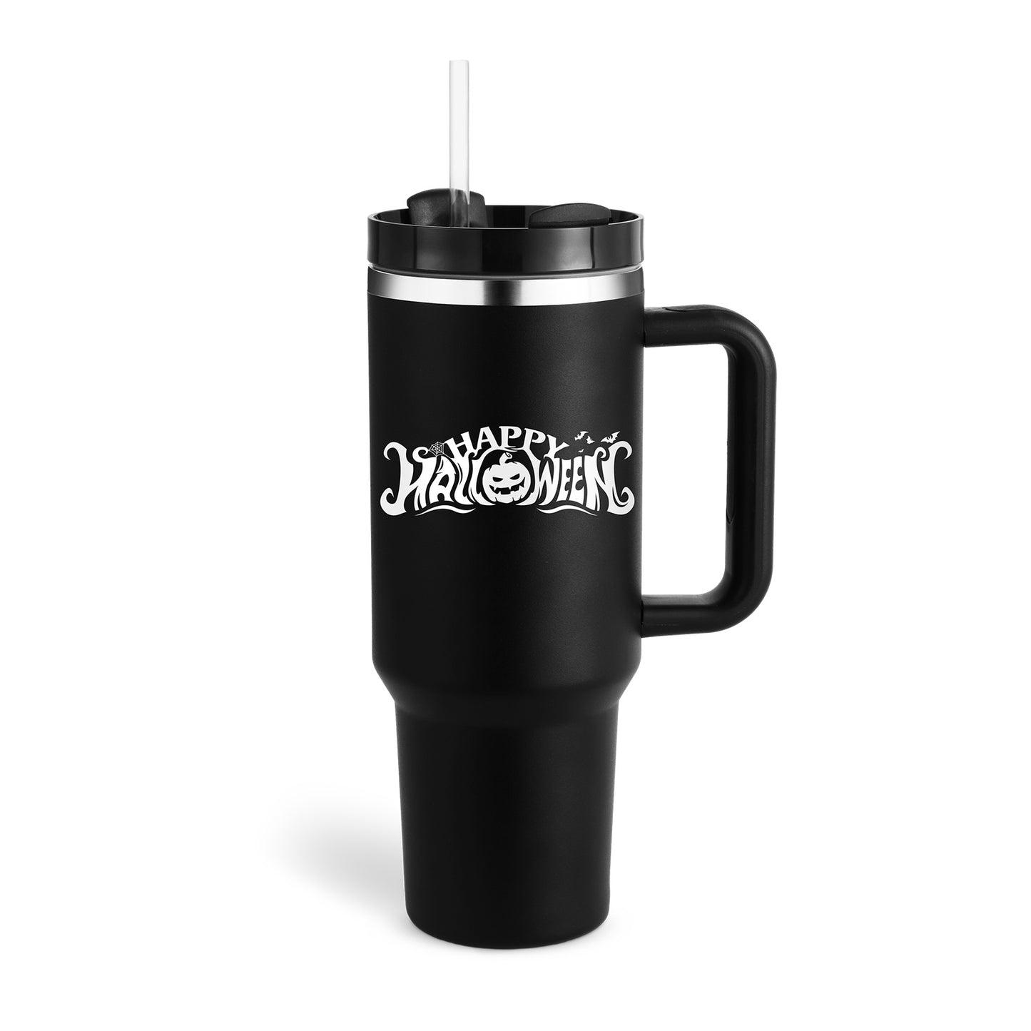 40 Oz Stainless Steel Insulated Tumbler – Spill-Proof Travel Coffee Mug with Handle & Straw