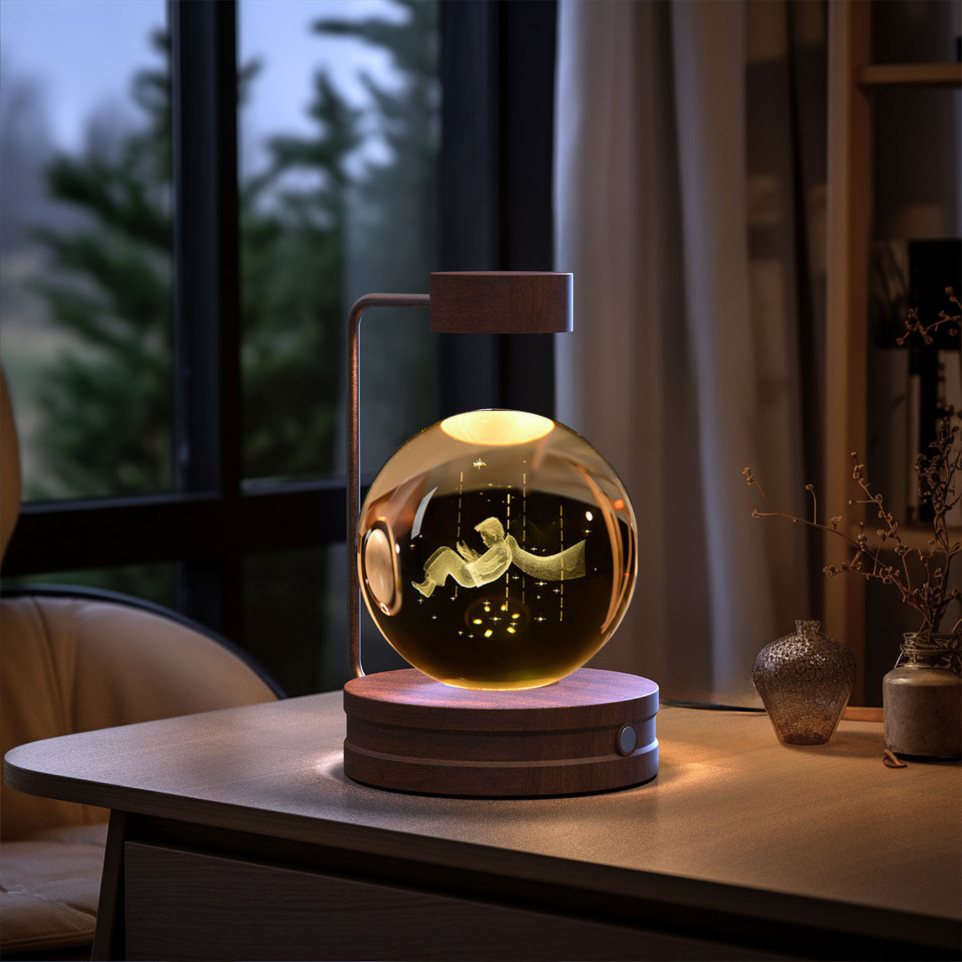 Crystal Ball Cosmic Dinosaur Night Light – USB Powered Bedside Lamp for Kids & Adults