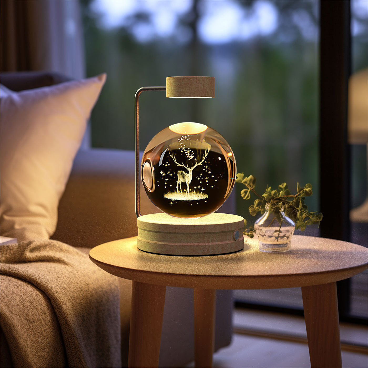 Crystal Ball Cosmic Dinosaur Night Light – USB Powered Bedside Lamp for Kids & Adults