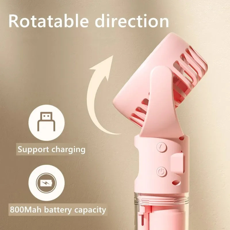 Portable Handheld Spray Fan – 4-Speed USB Rechargeable Mini Mist Cooling Fan